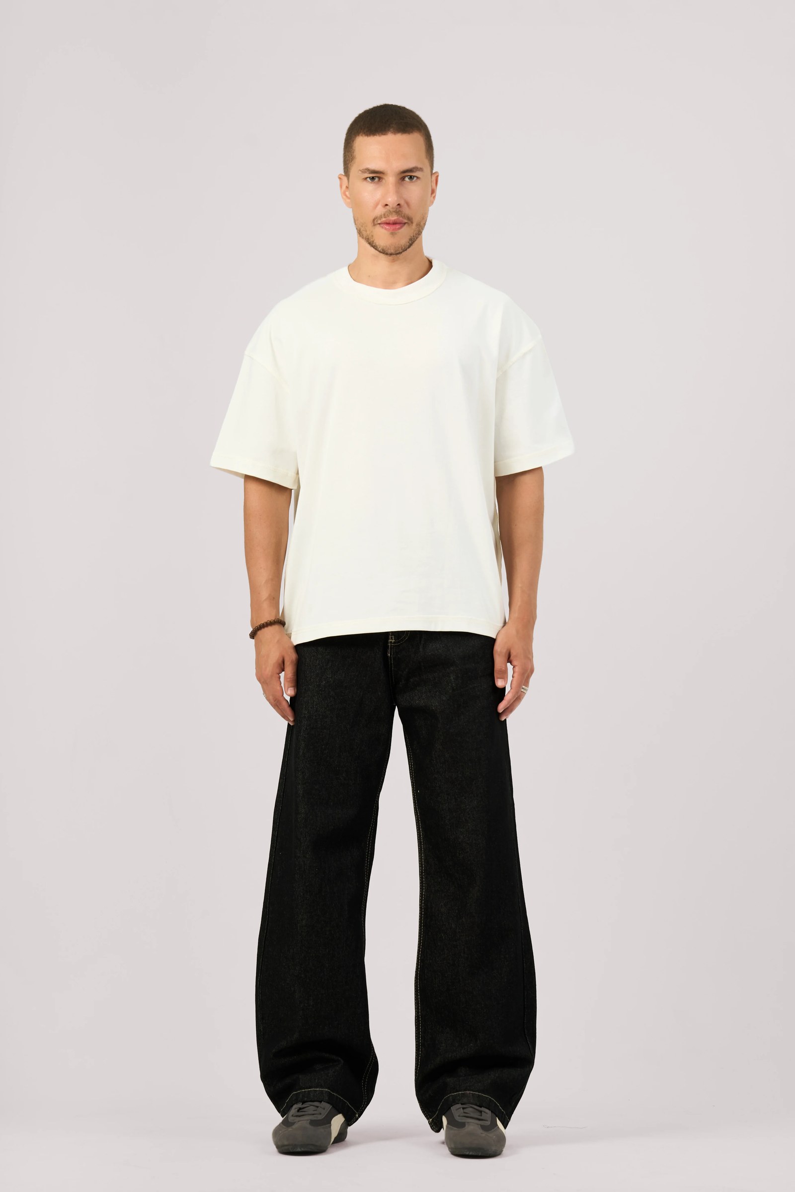 RAW BLACK X WHITE BAGGY JEANS