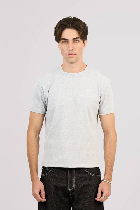 GREY SHORT SLEEVE RIBBED TSHIRT