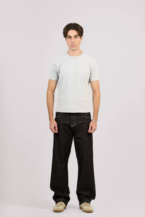 GREY SHORT SLEEVE RIBBED TSHIRT