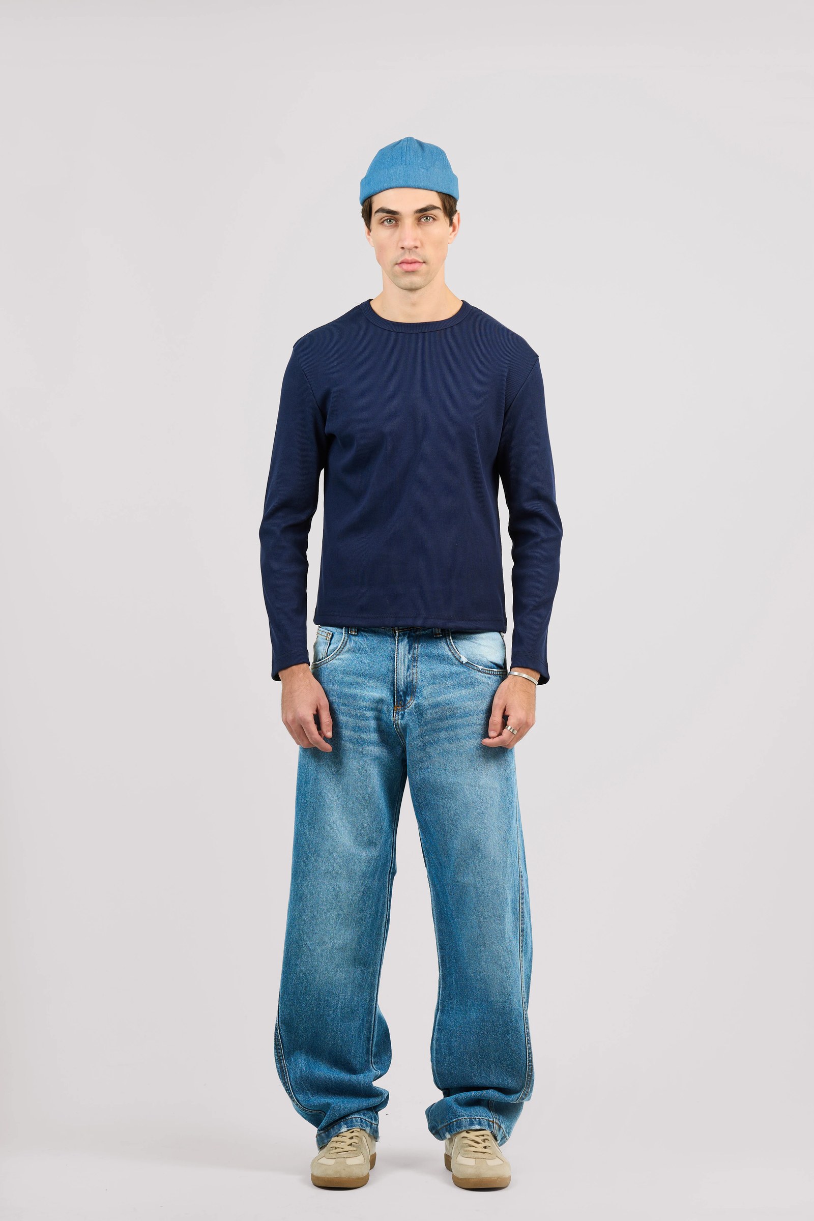 BLUE SLANTED JEANS