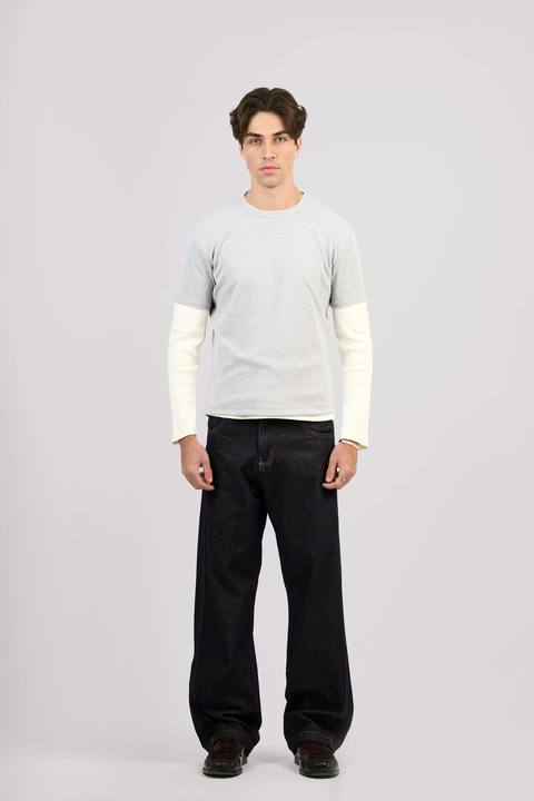 RAW BLUE X GOLD SLANTED JEANS