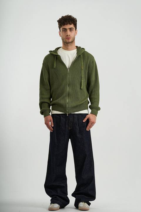 OLIVE KNIT ZIPUP
