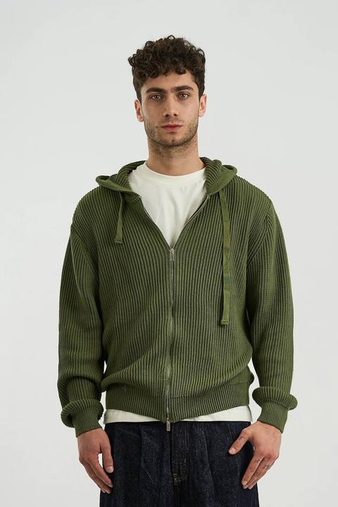 OLIVE KNIT ZIPUP