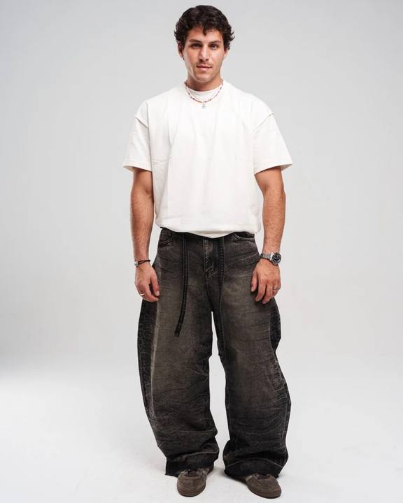 DIRTY BLACK ZIPTIE UNISEX SUPER BAGGY JEANS