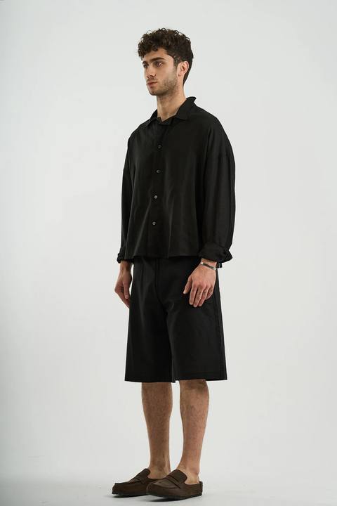 BLACK LINEN SHORT