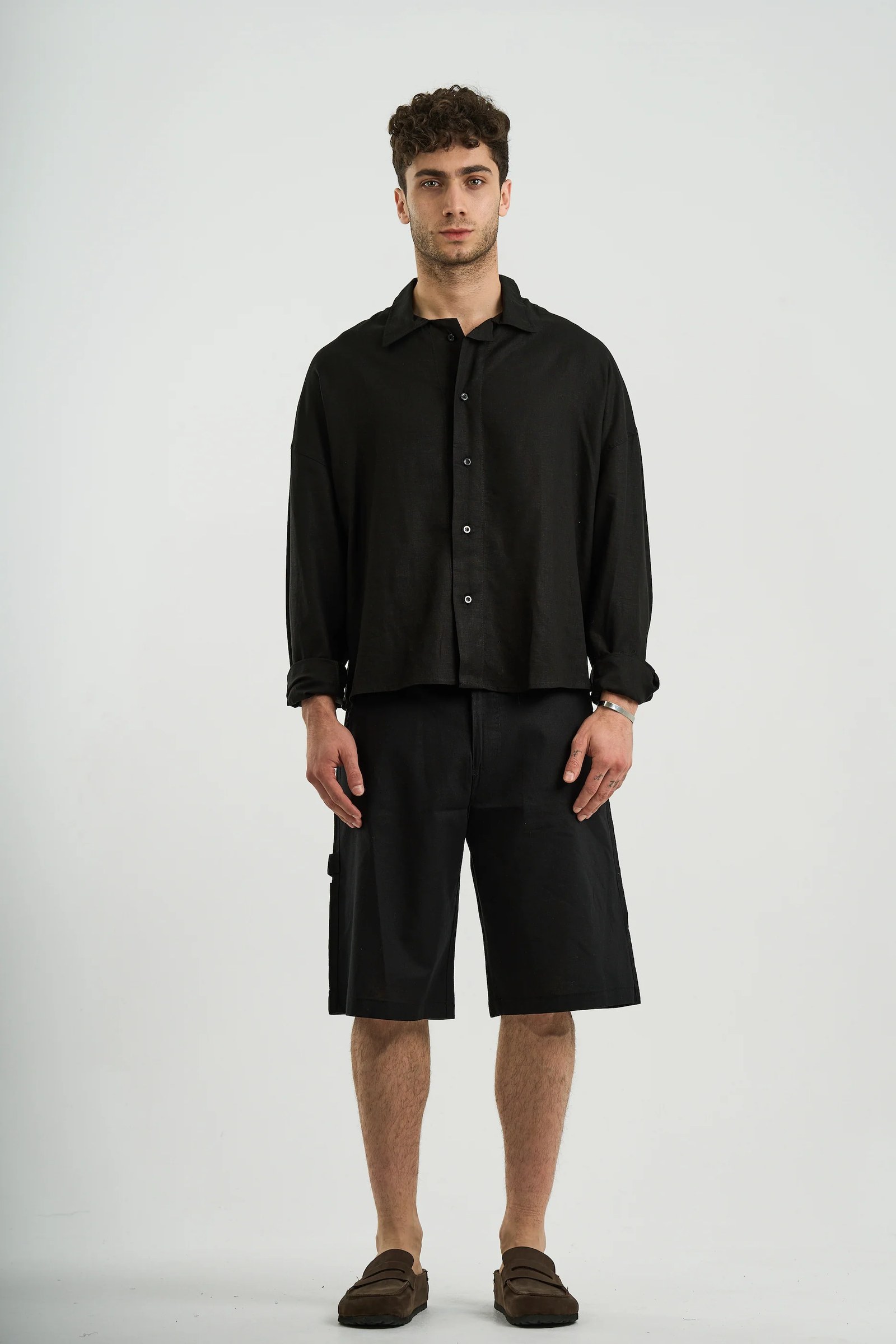 BLACK LINEN SHORT