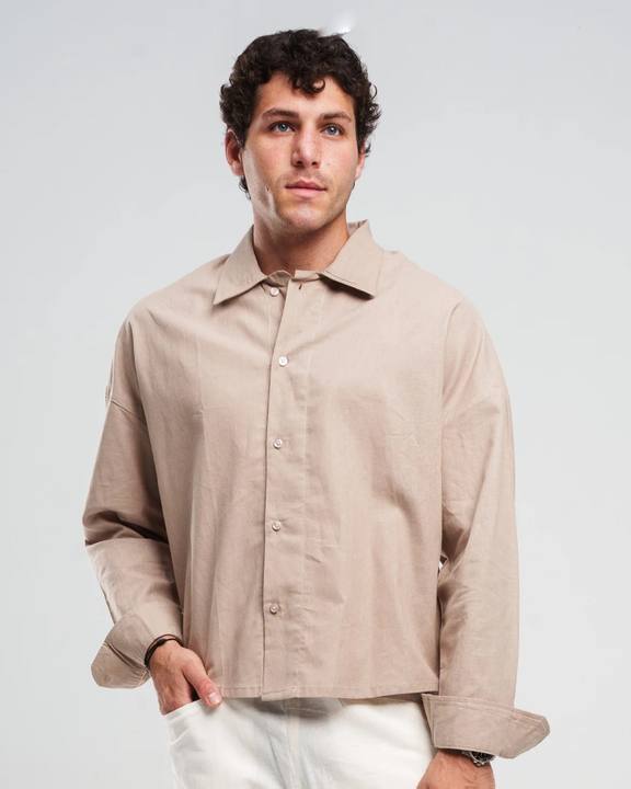 BROWN LONG SLEEVE LINEN SHIRT