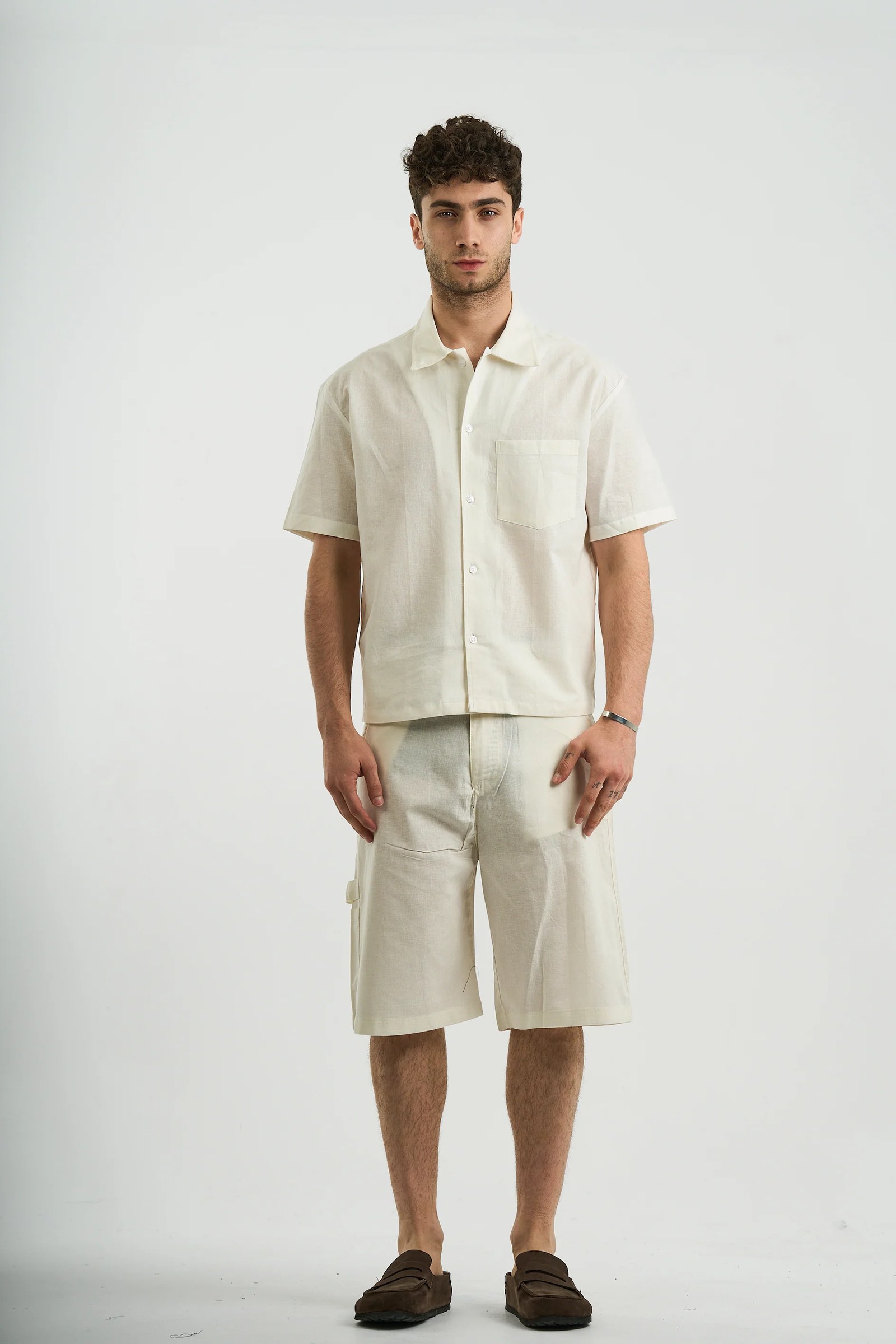 WHITE LINEN SHORT