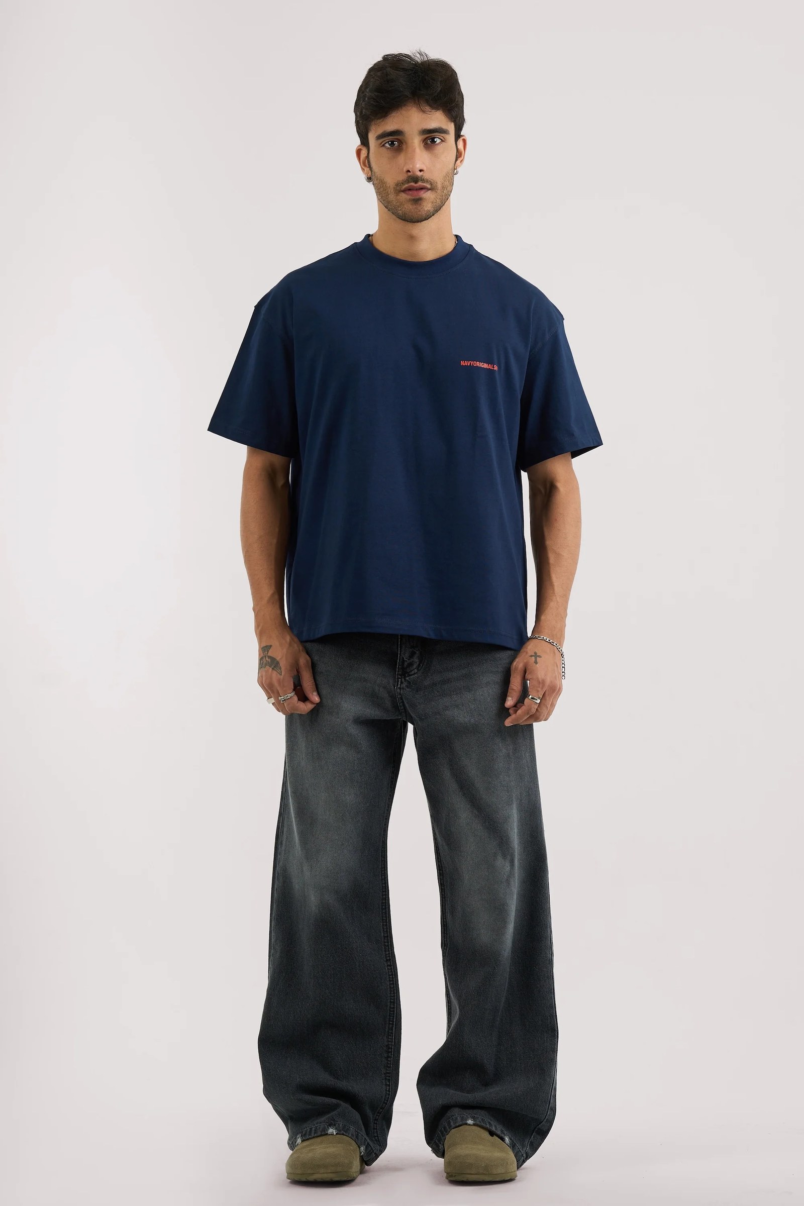 WASHED BLACK WIDE LEG JEANS MENS
