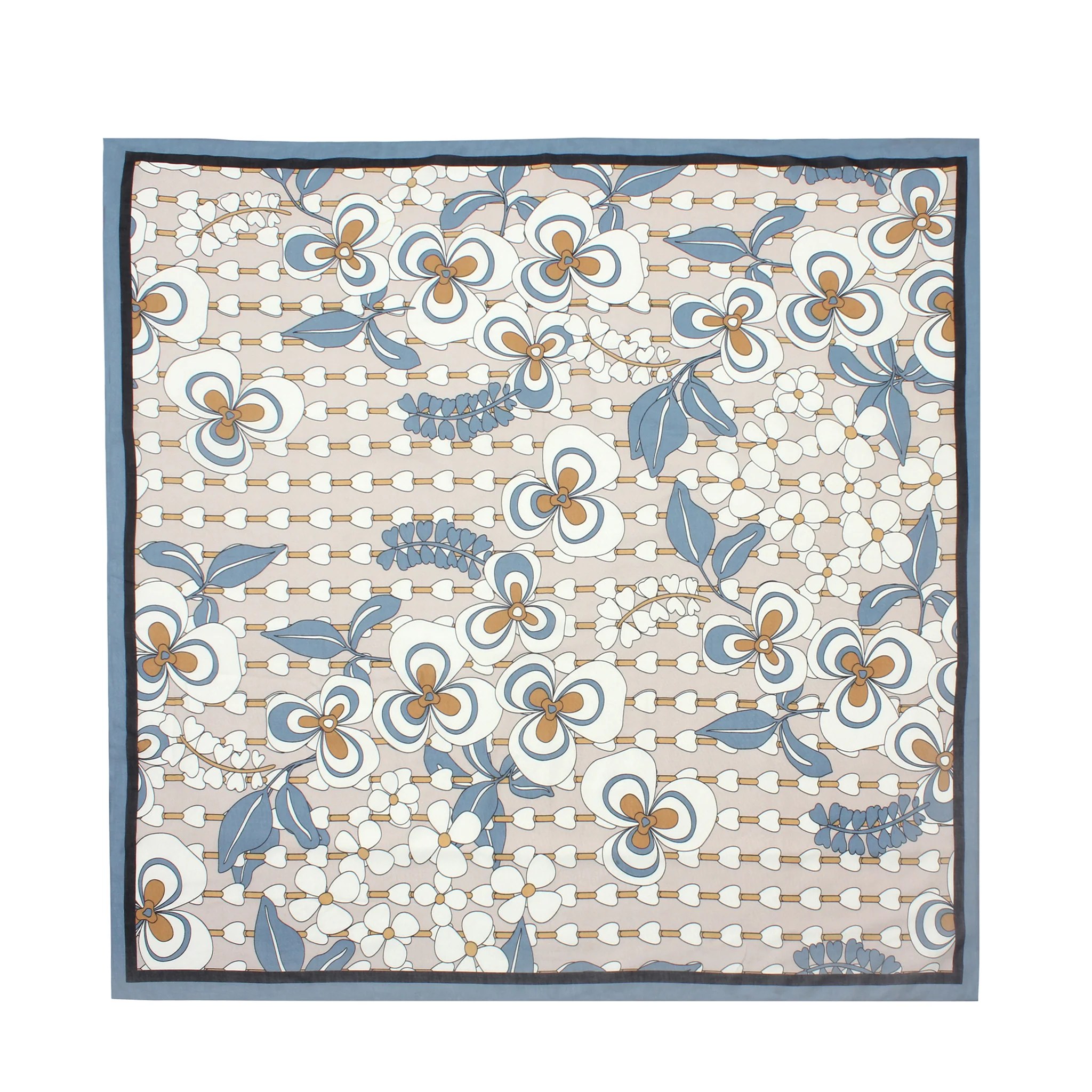 Beige Retro Printed Cotton Scarf
