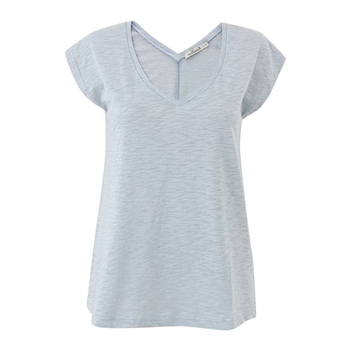 Sky Blue Cotton Slub V-Neck T-Shirt