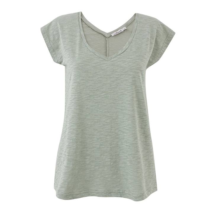 Sage Green Cotton Slub V-Neck T-Shirt