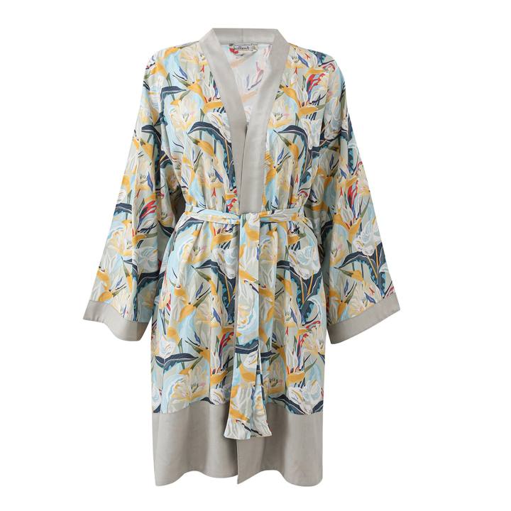 Khaki Orchid Classic Cotton Short Kimono