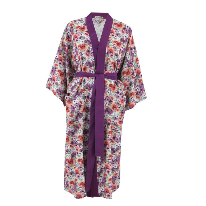 Purple Roses Silky Viscose Kimono