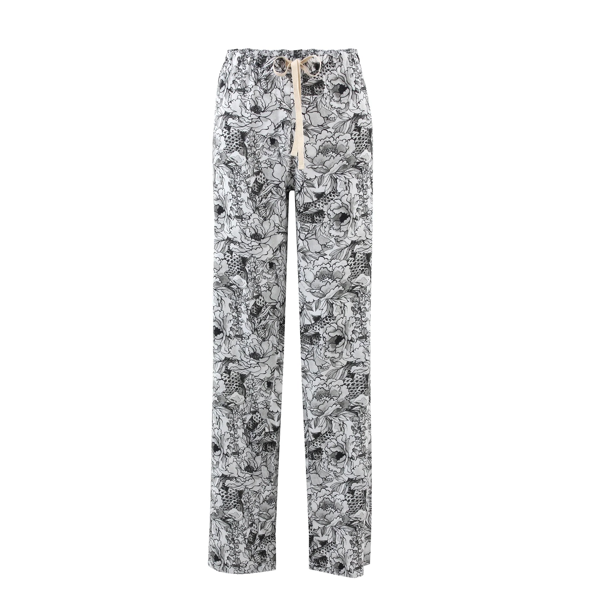 Grey Tropical Pool Silky Viscose Bottoms