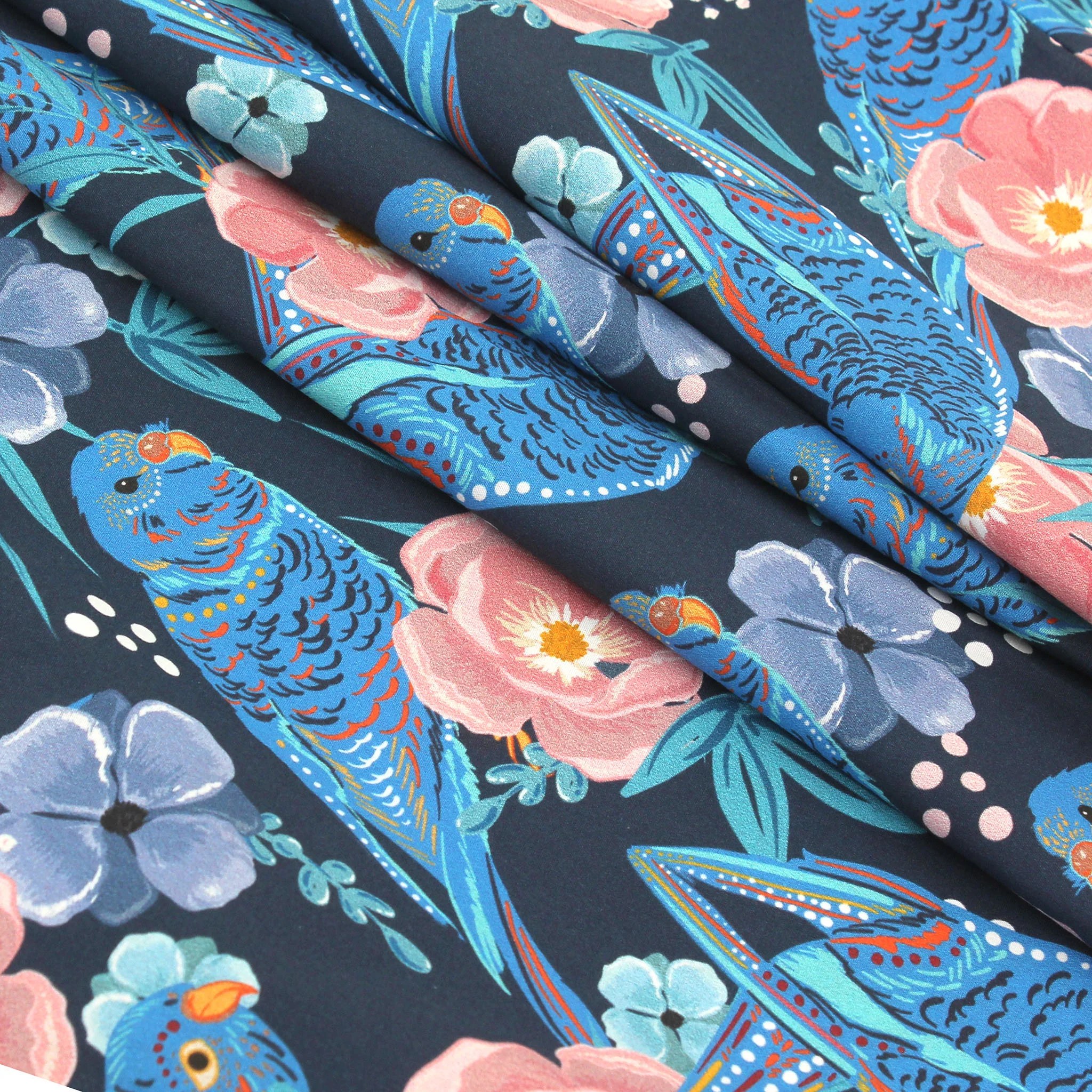 Navy Parakeet Classic Cotton Kimono