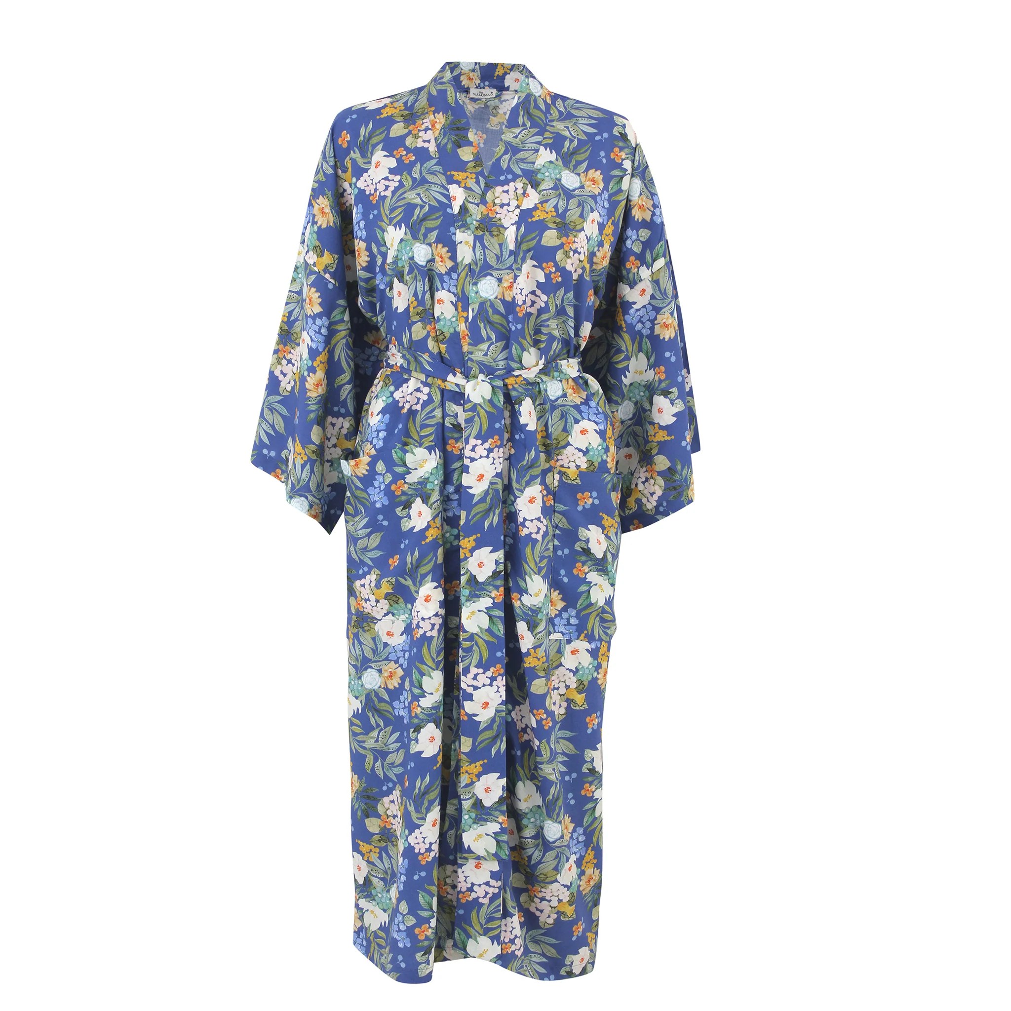 Blue Bouquet Silky Viscose Kimono