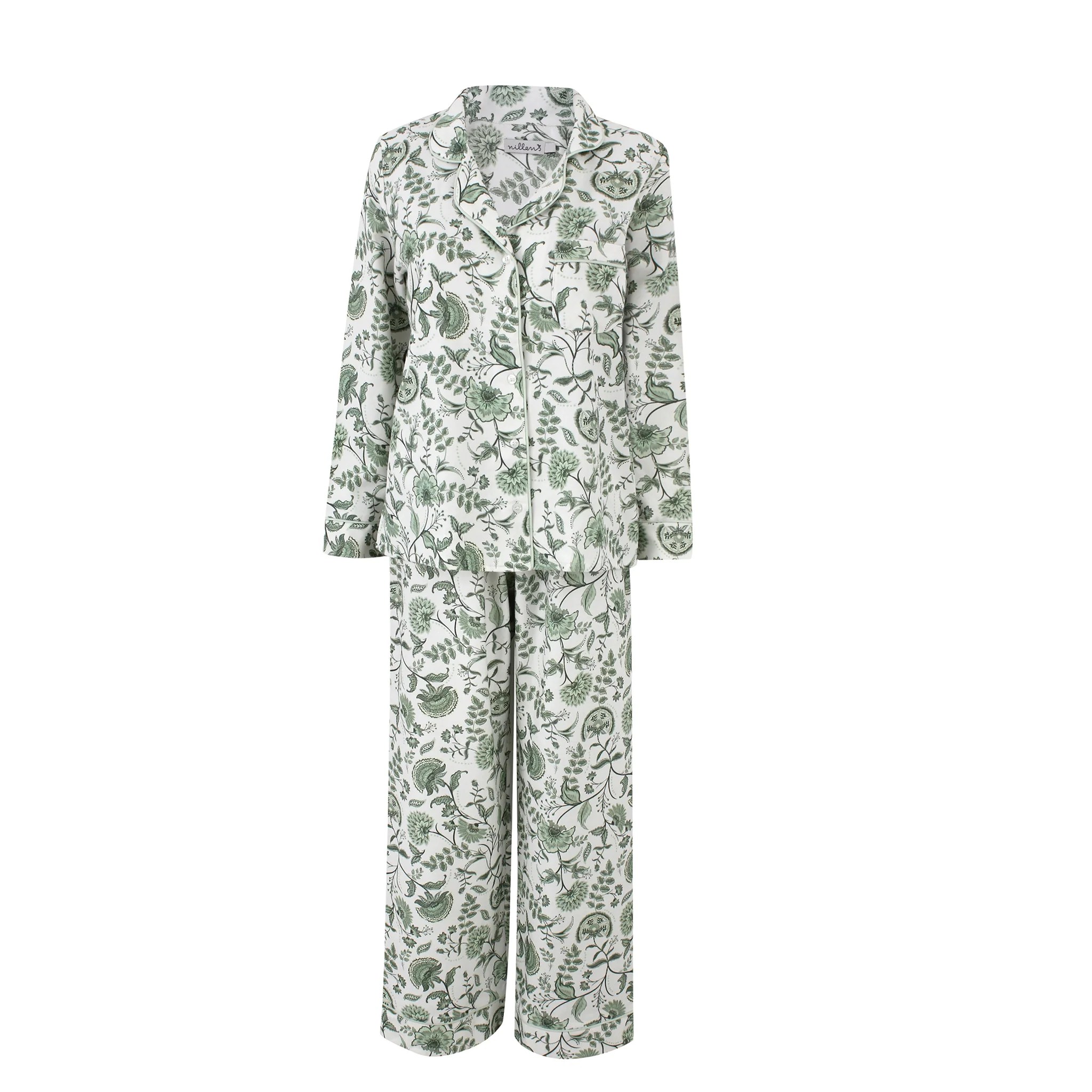 Forest Green Vines Printed Pyjama Set