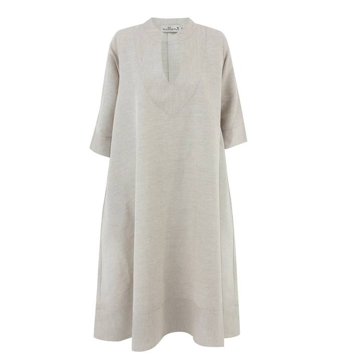 Plain Beige Linen Kaftan