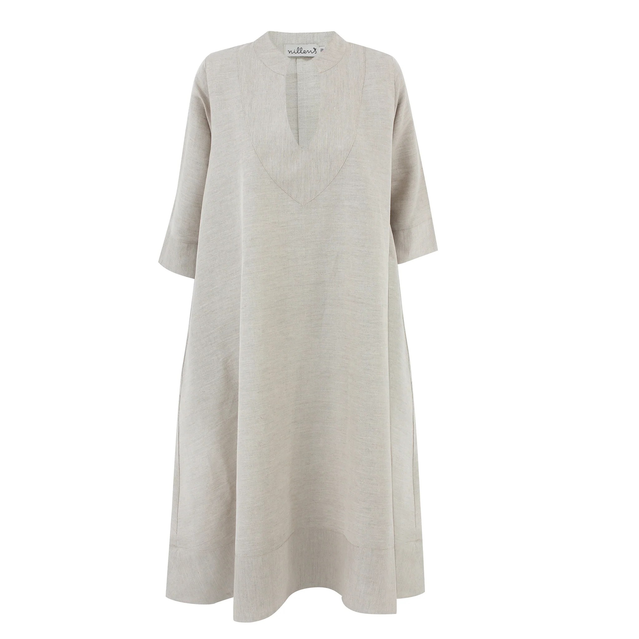 Plain Beige Linen Kaftan
