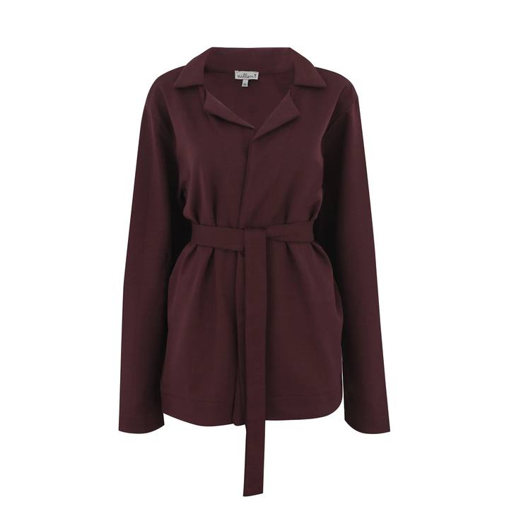 Merlot Alma Belted Cardigan