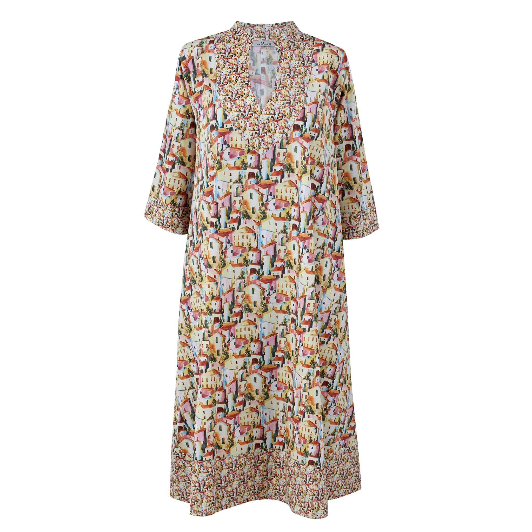 Coloured Houses Cotton Kaftan Dress
