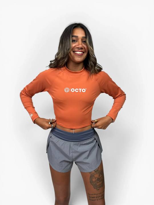 Cropped Rash Guard - Burnt Orange