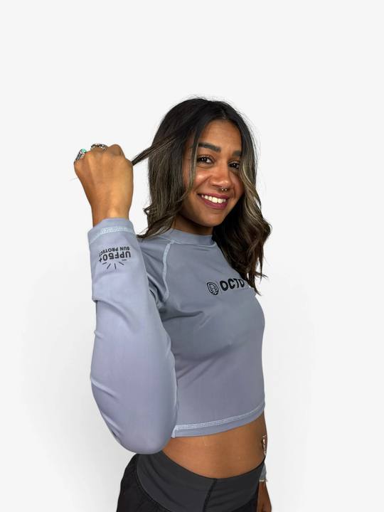 Cropped Rash Guard - Light Grey