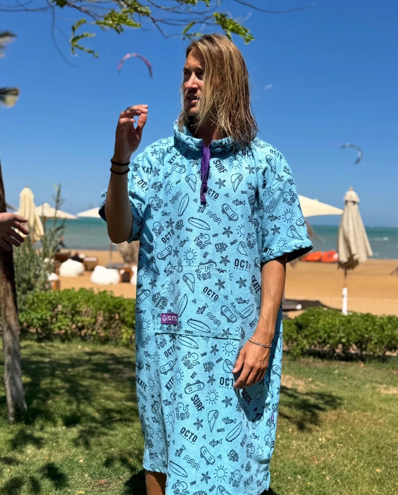 Light Blue - Summer Vibes Microfiber Poncho