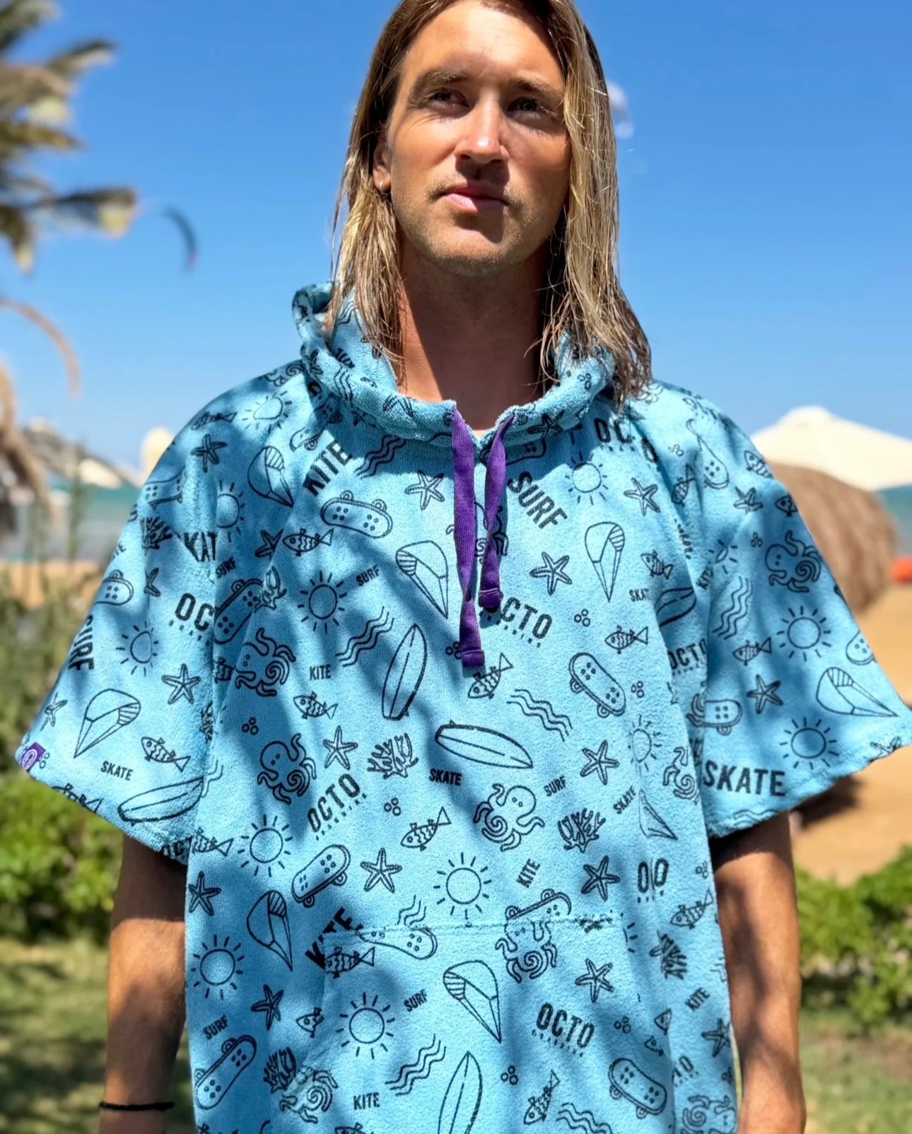 Light Blue - Summer Vibes Microfiber Poncho