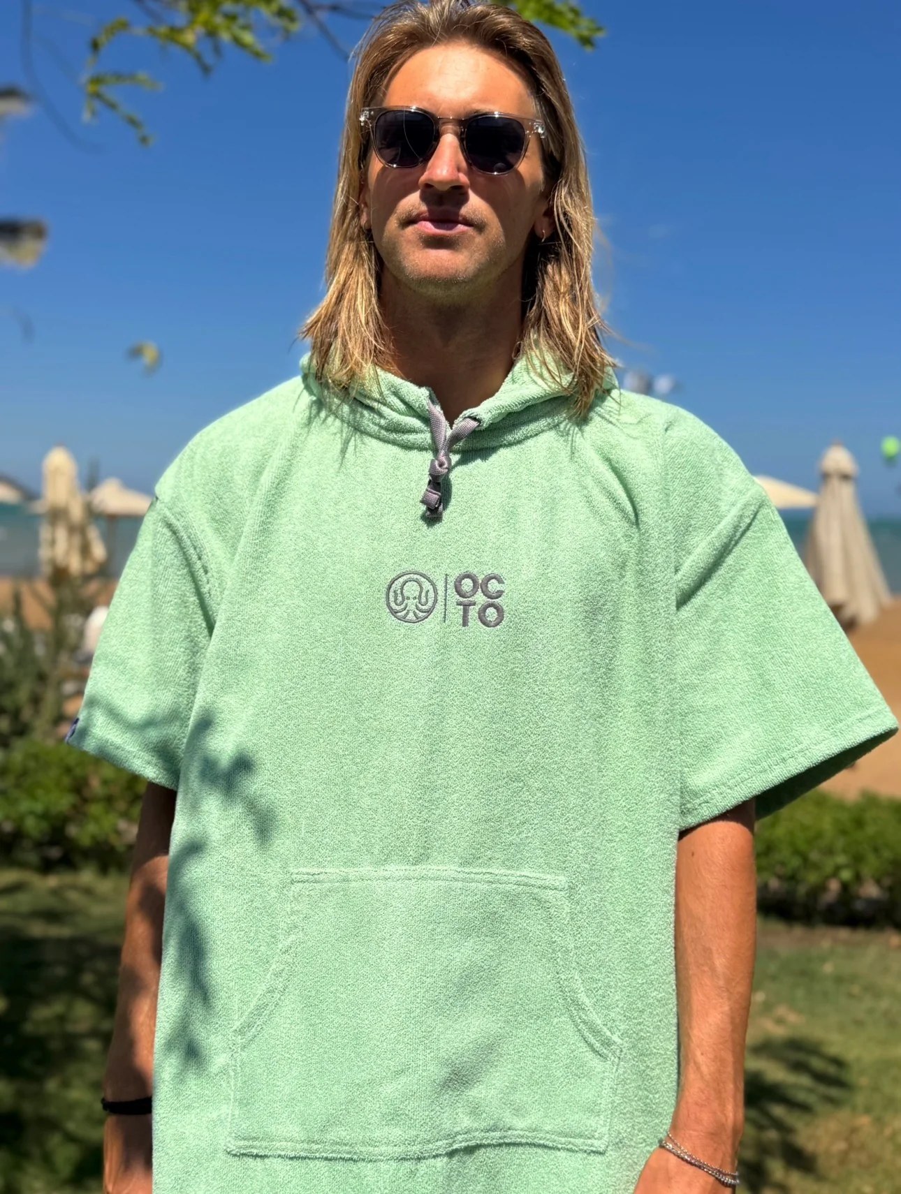 Mint - Octo Embroidered Microfiber Poncho