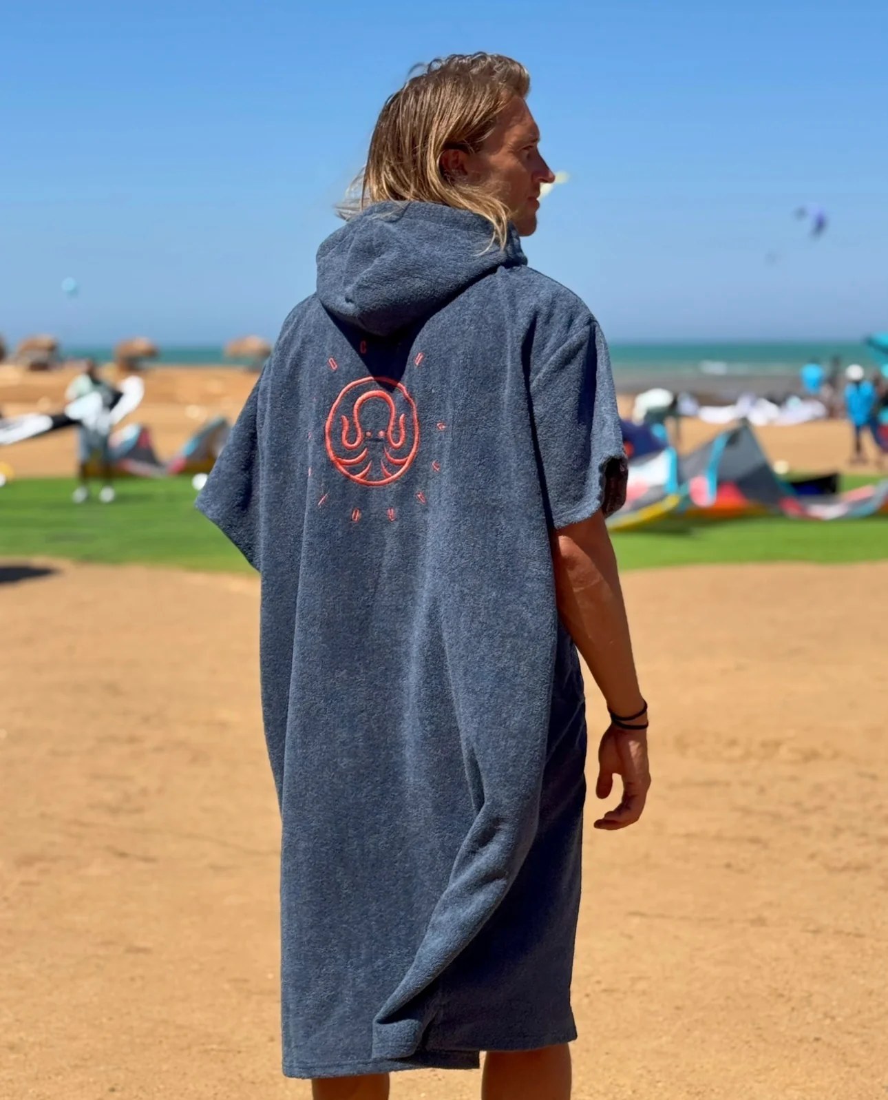 Metallic Grey - Octo Embroidered Microfiber Poncho