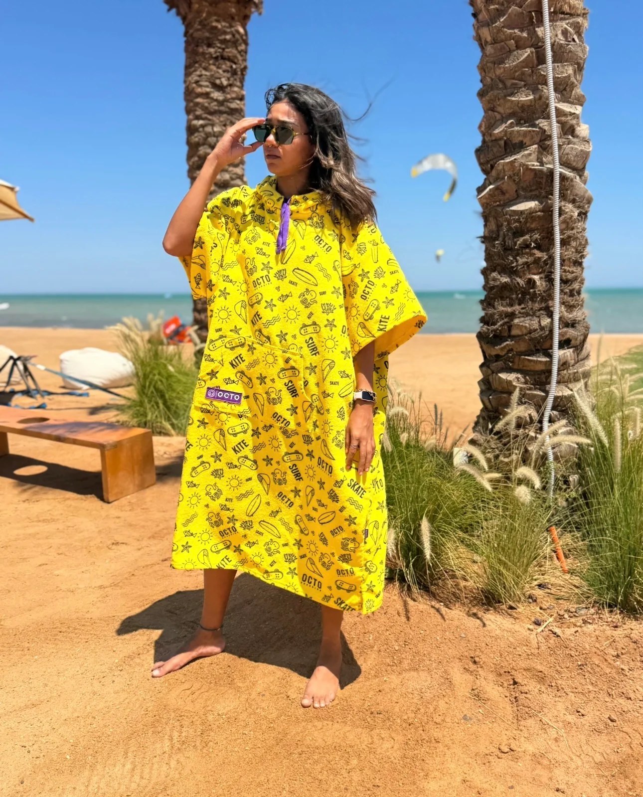Yellow - Summer Vibes Microfiber Poncho