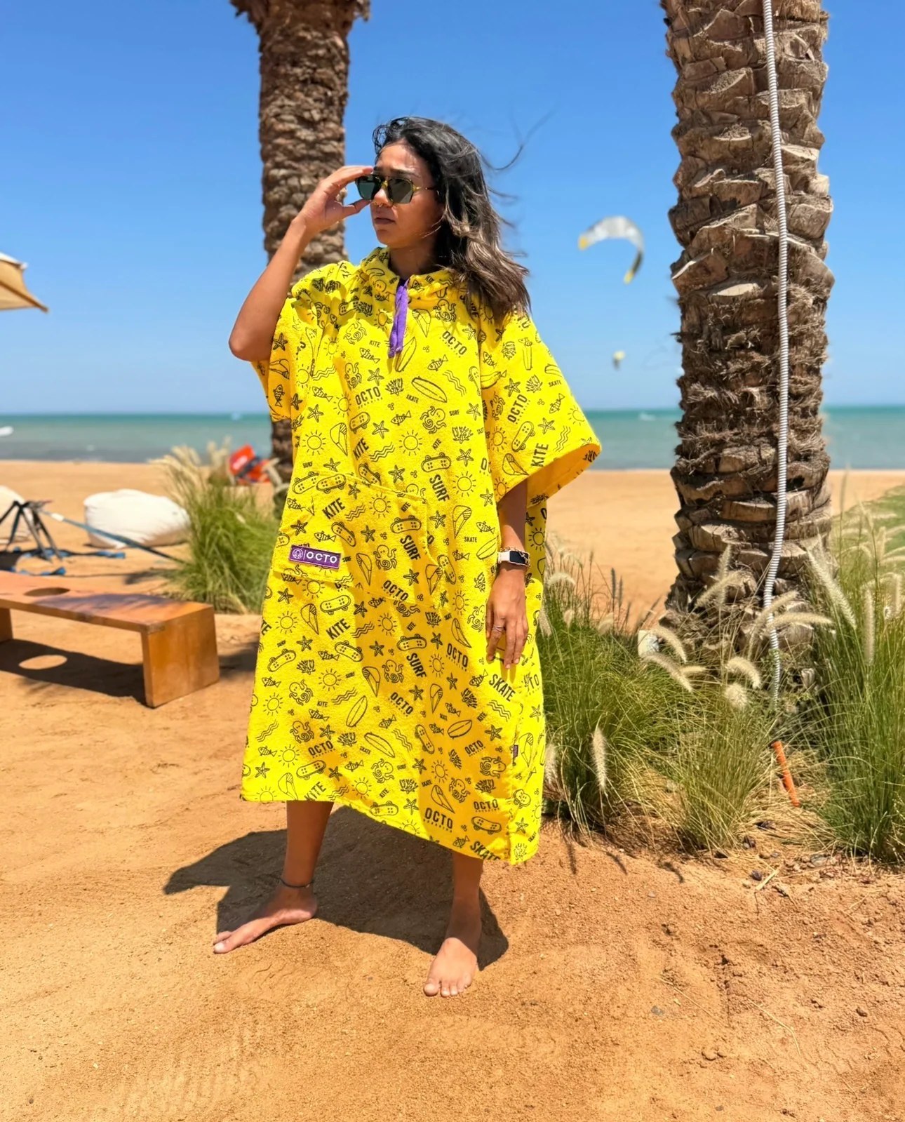 Yellow - Summer Vibes Microfiber Poncho