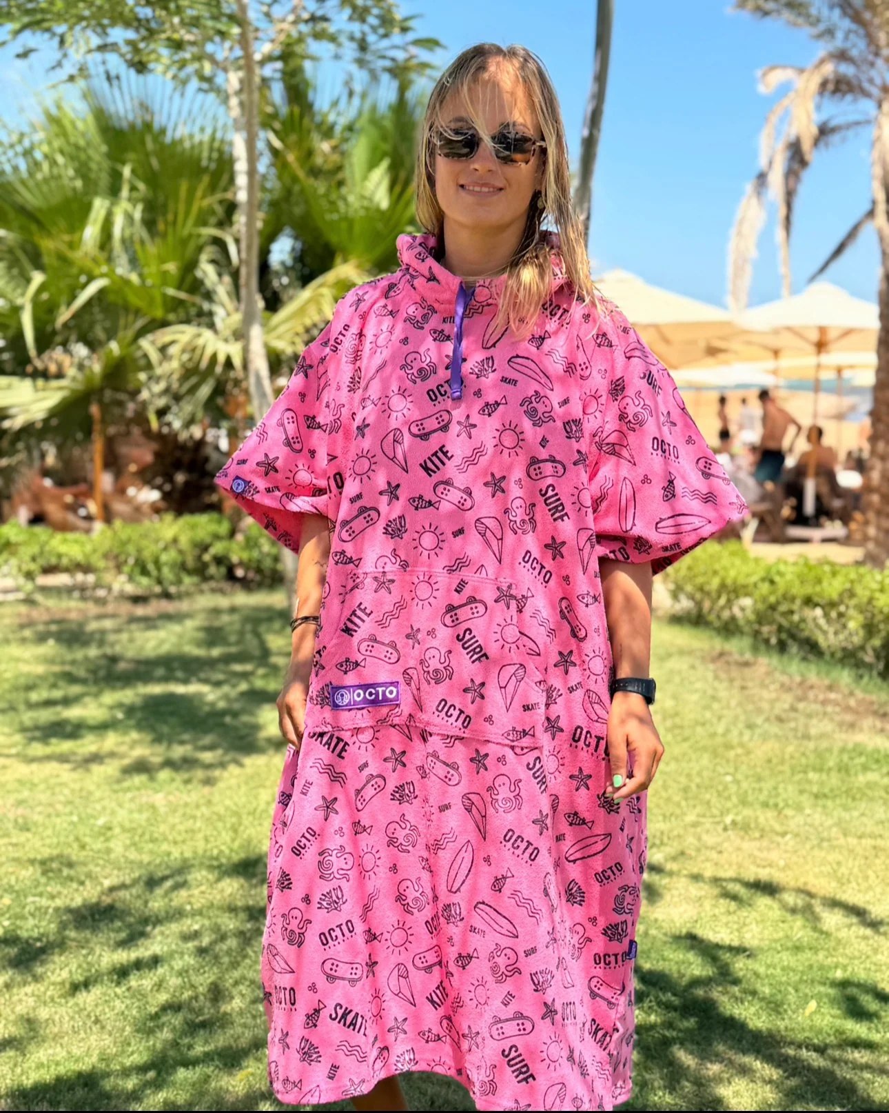 Pink - Summer Vibes Microfiber Poncho