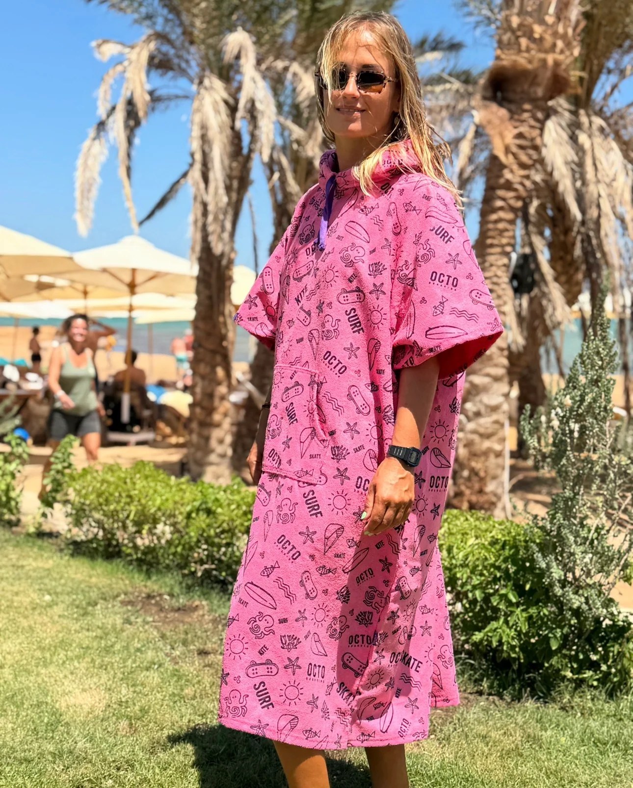 Pink - Summer Vibes Microfiber Poncho
