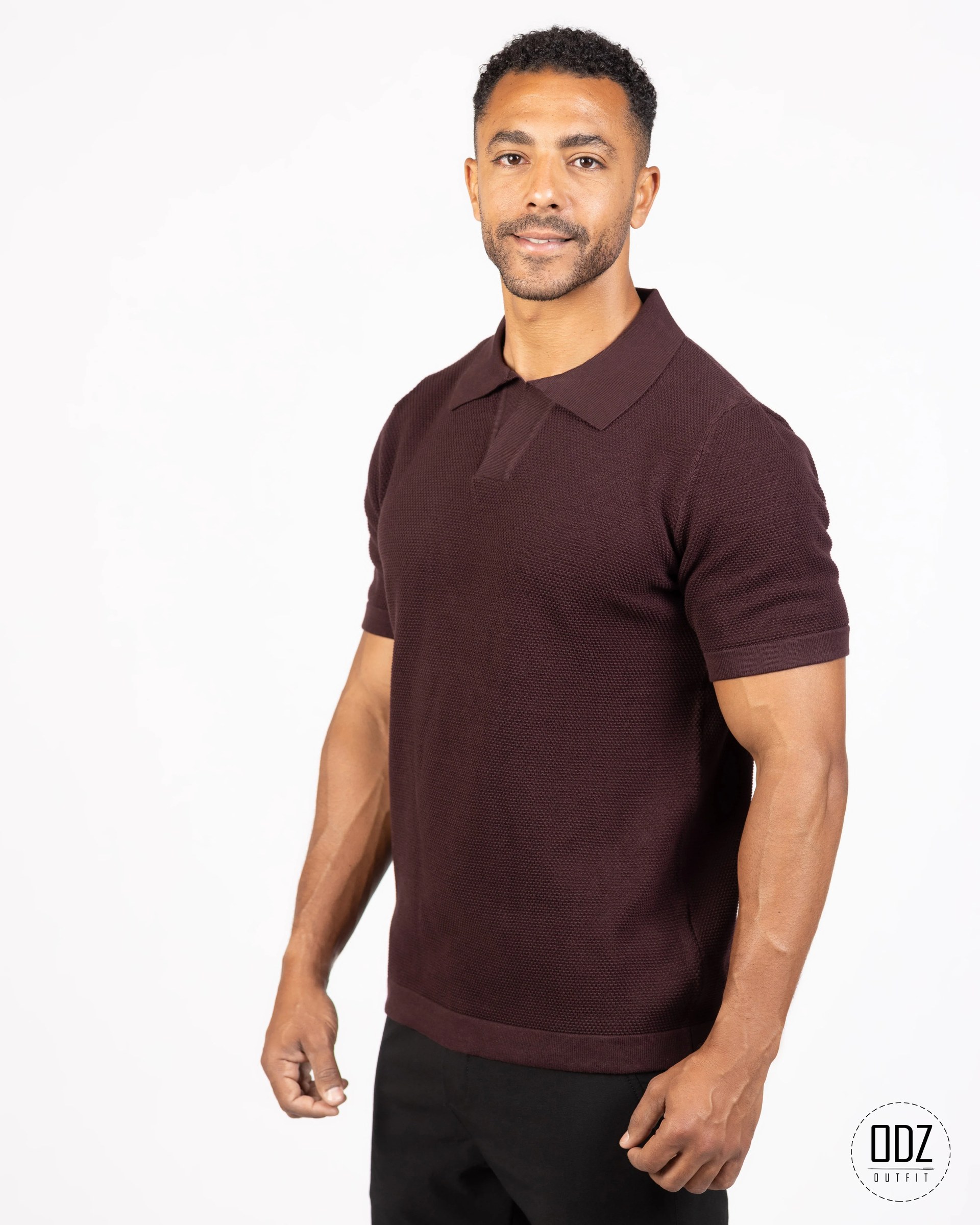 Grid Knitted Polo