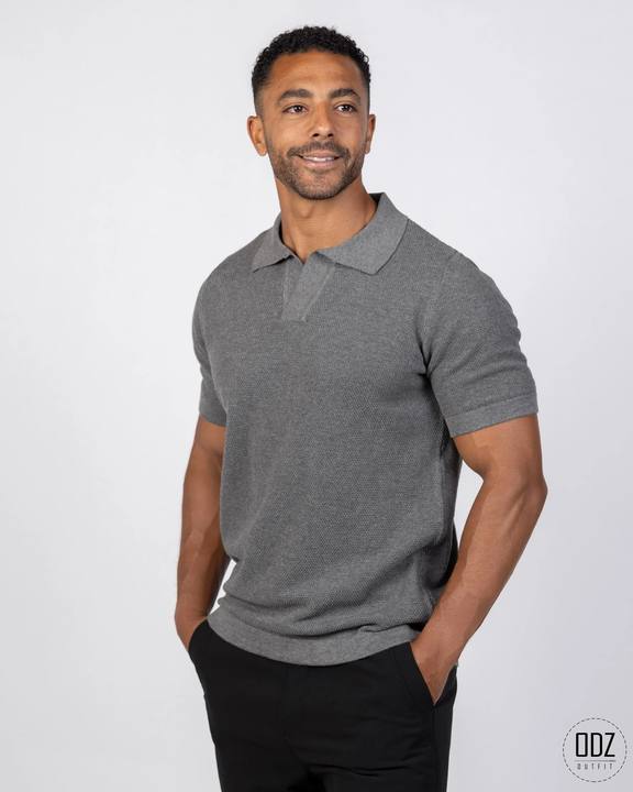 Grid Knitted Polo