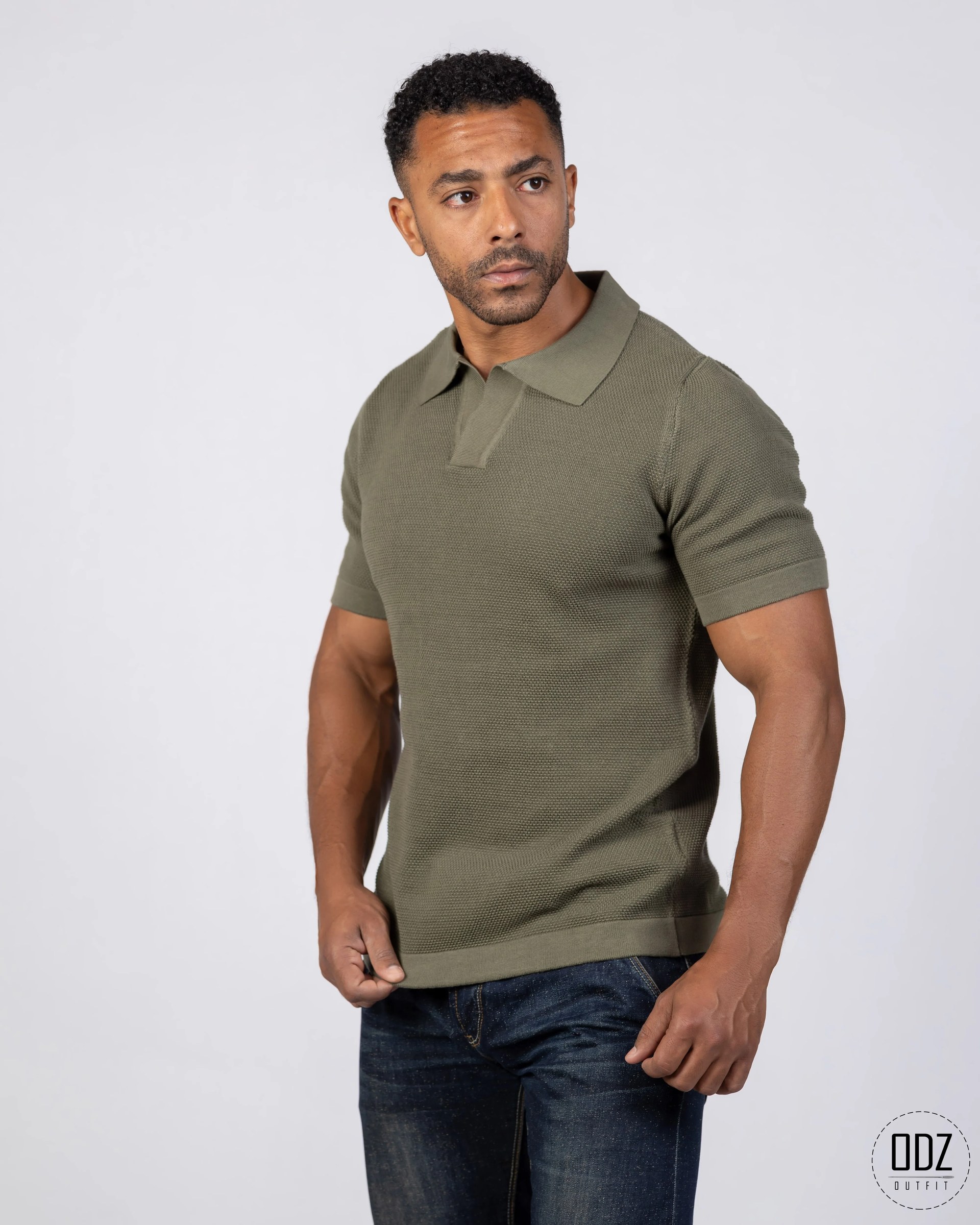 Grid Knitted Polo