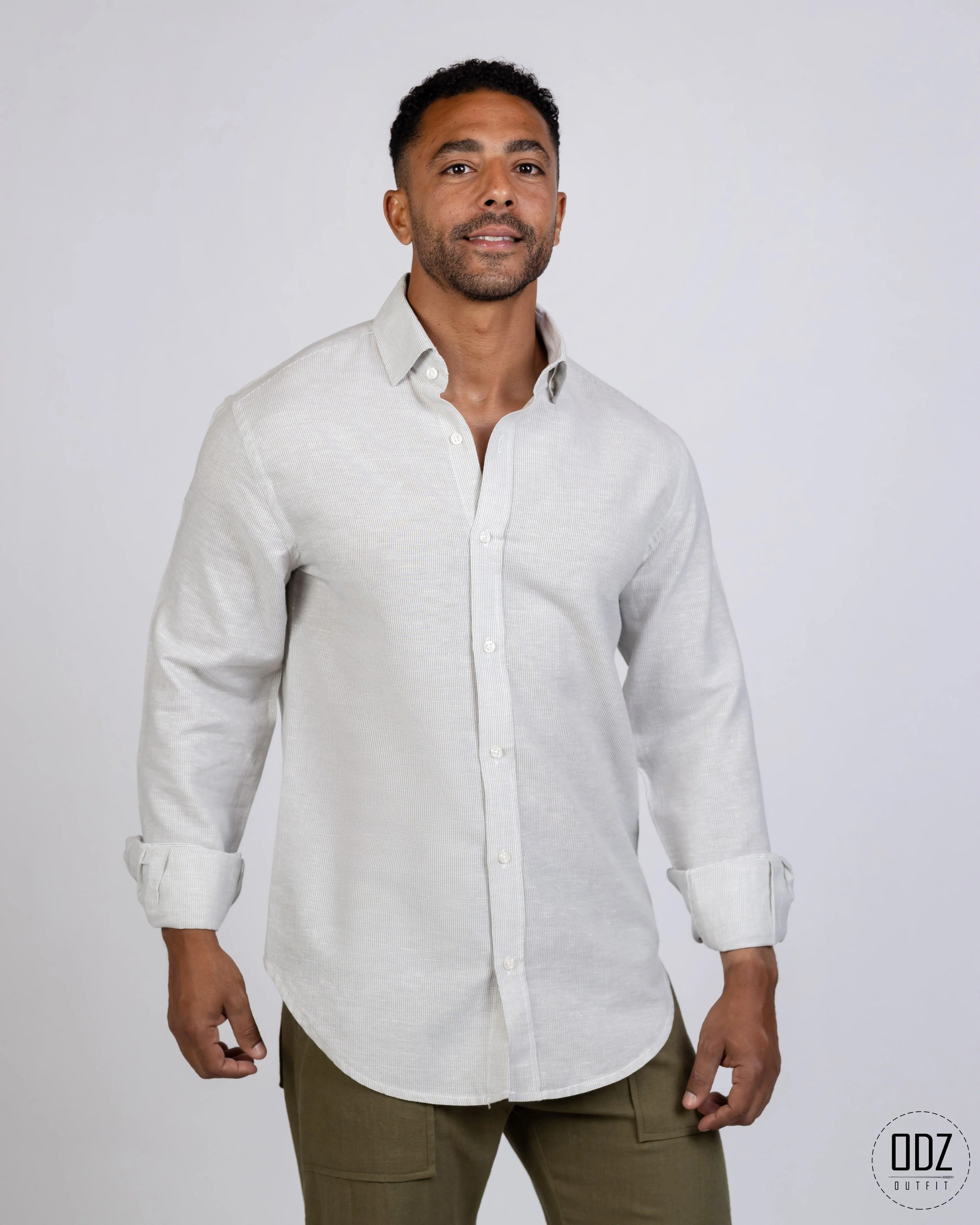 Narrow Strips Linen Shirt