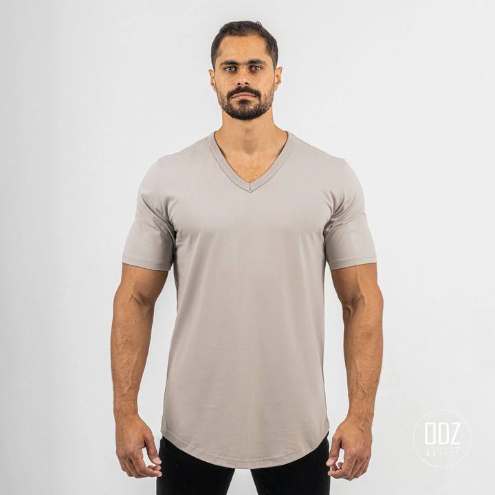 Curved V Collar T-shirt