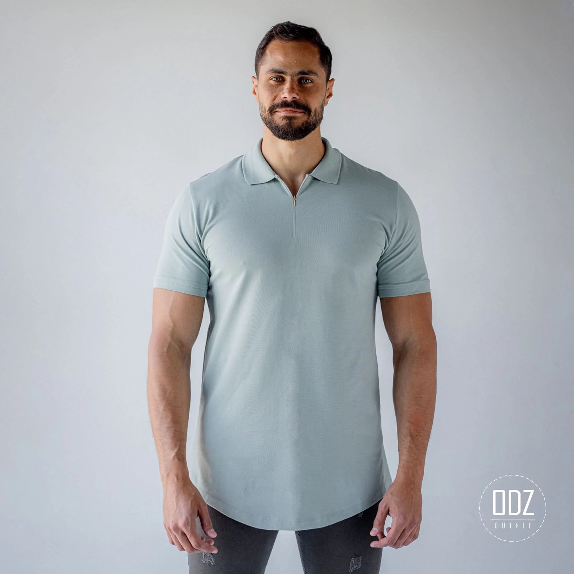 Curved Zipper Polo T-shirt