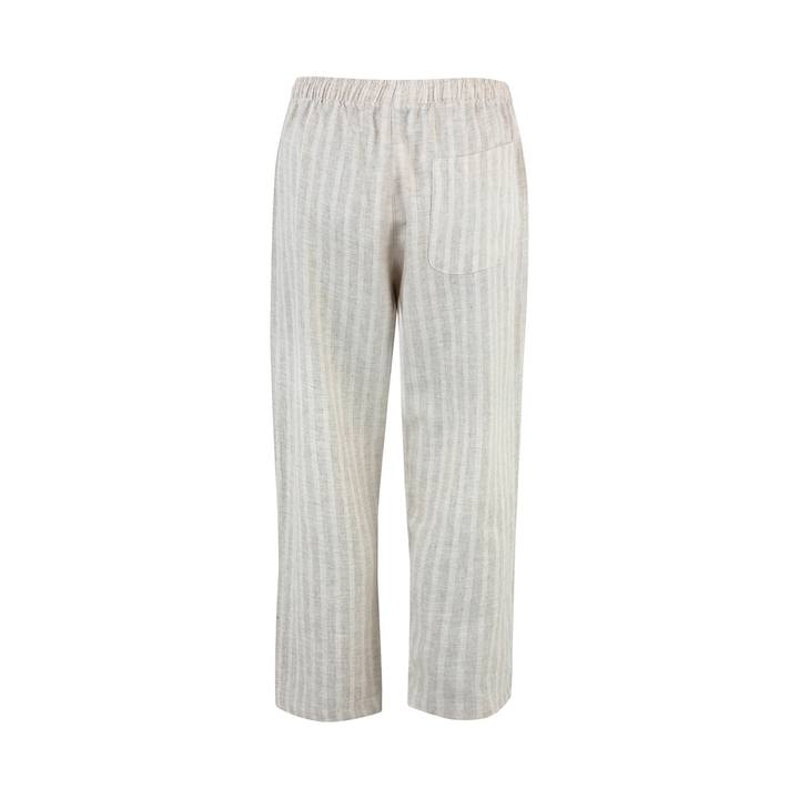 Ecru Stripe Drawstring Linen Trousers