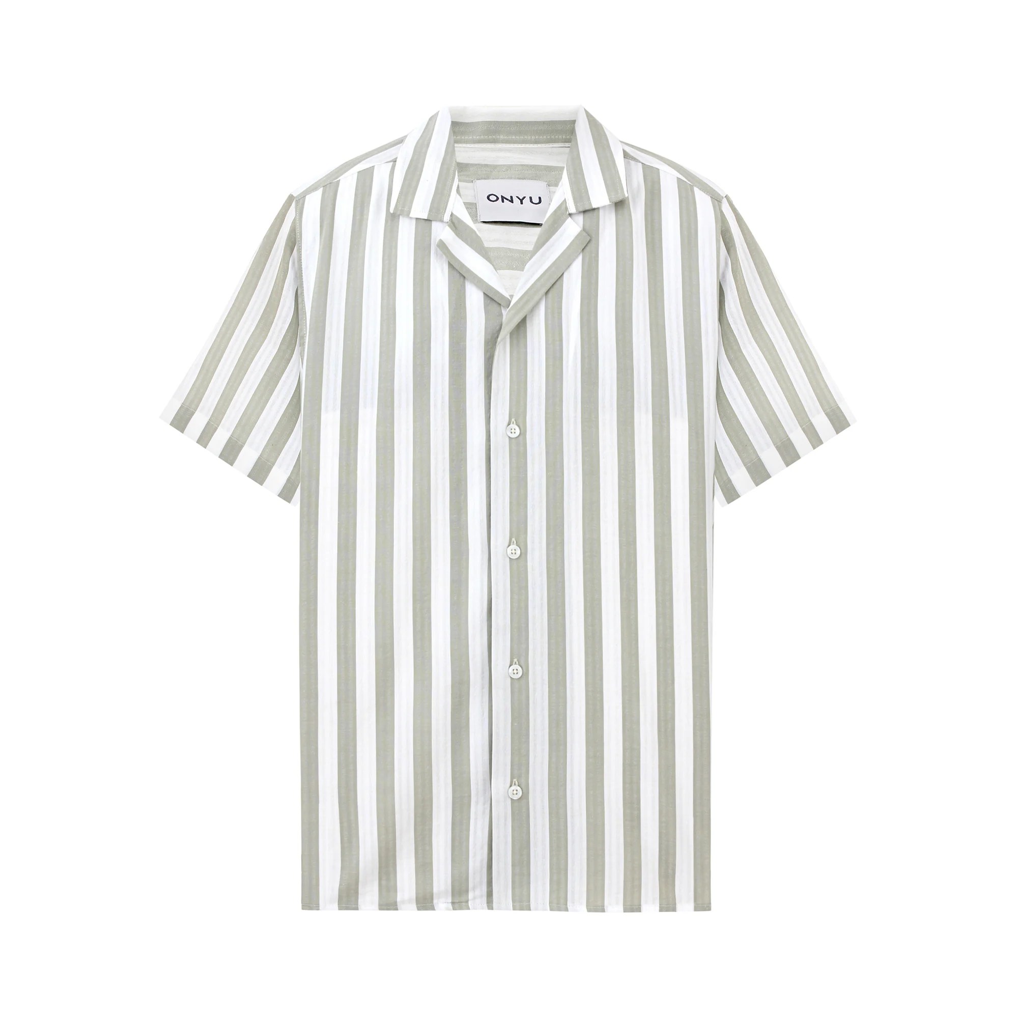 Khaki Stripe Short Sleeved Shirt