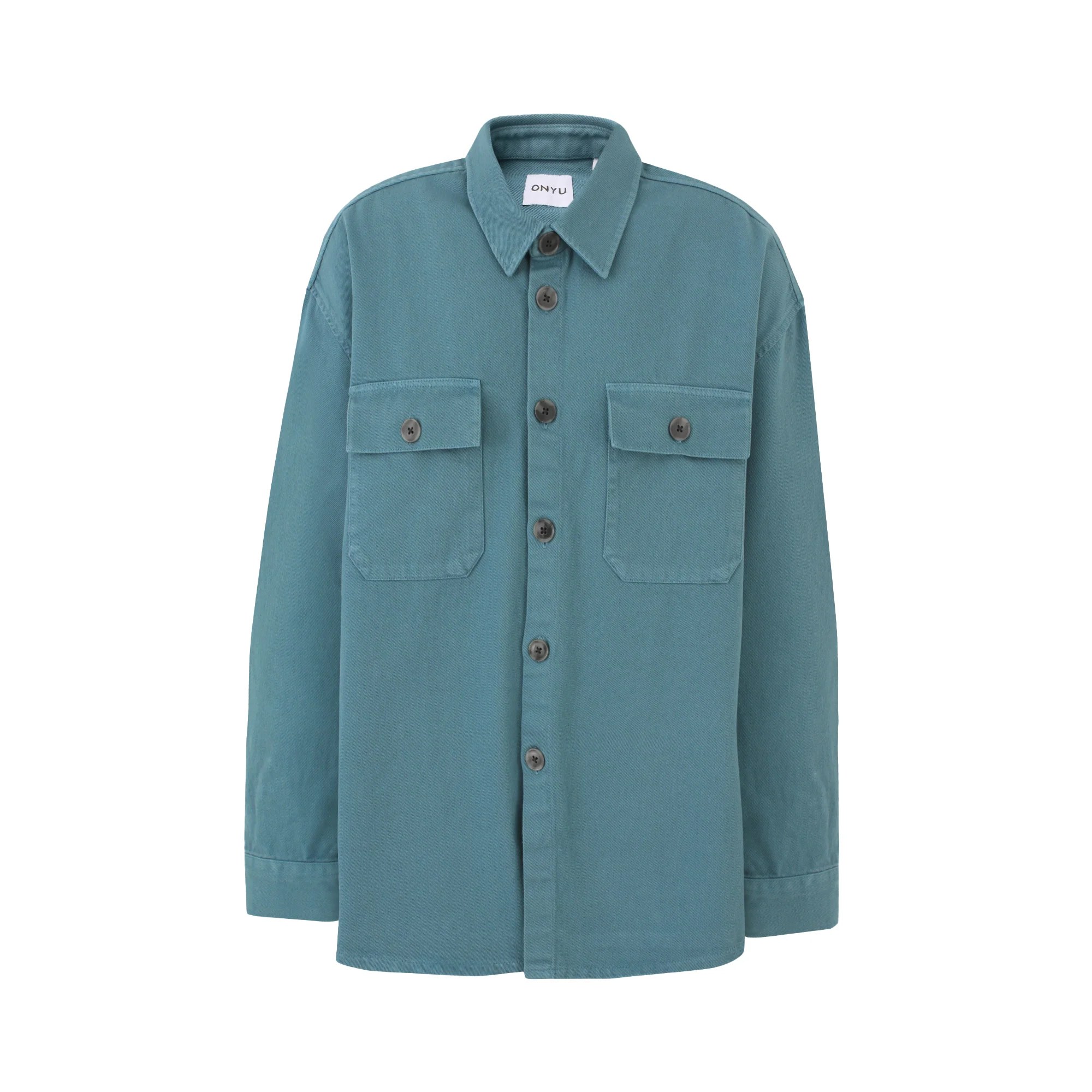 Teal Cotton Twill Overshirt