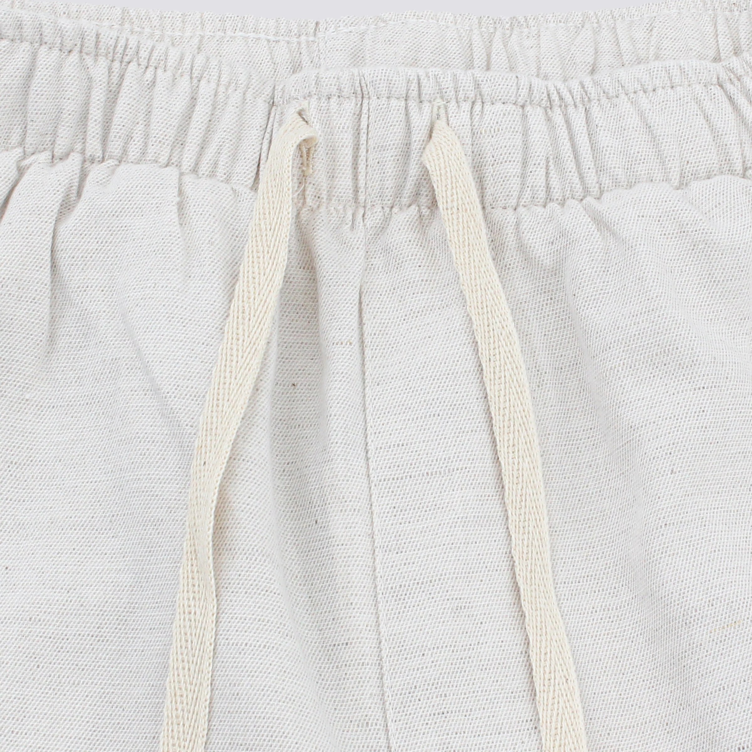 Off-White Drawstring Linen Short