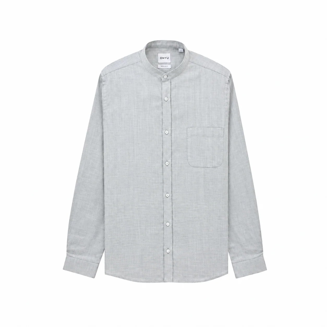 Mao Khaki Pin Striped Cotton Shirt