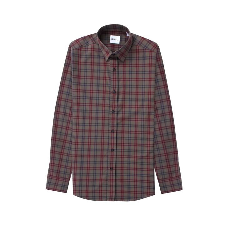 Olive/Burgundy Checks Flannel Shirt