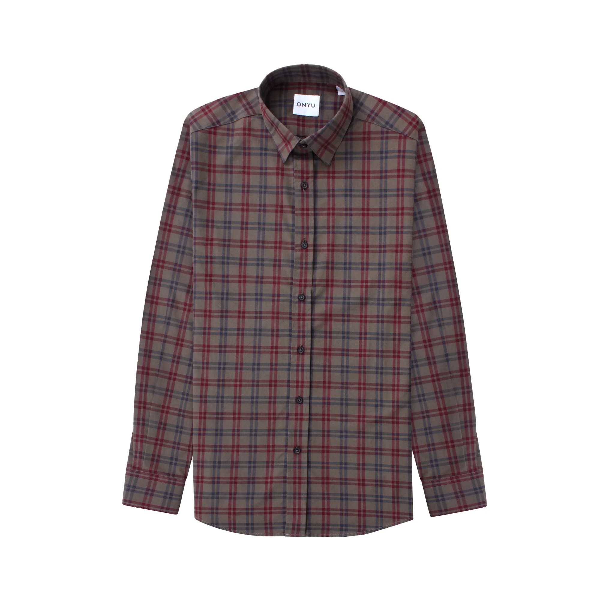 Olive/Burgundy Checks Flannel Shirt