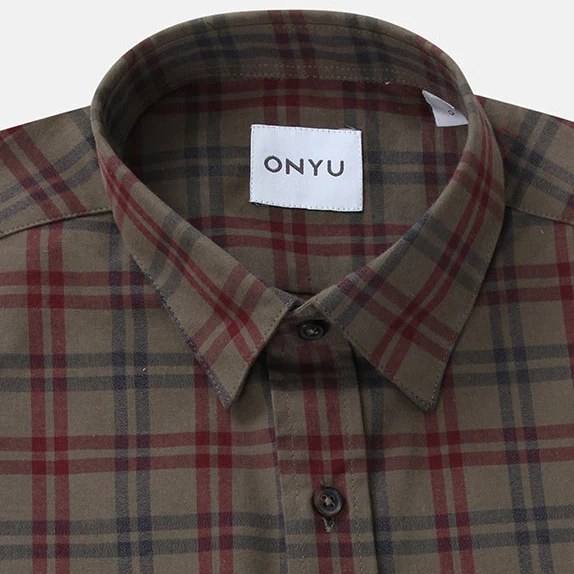 Olive/Burgundy Checks Flannel Shirt